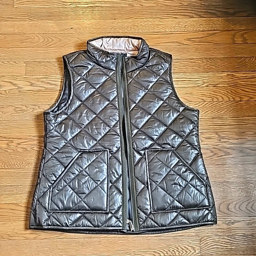 NWT!! Kate Spade Womens Army Green Quilted Puffer Vest - size L